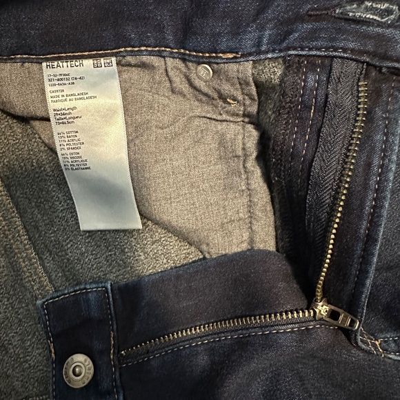 Uniqlo HeatTech Denin Jeans Slim Fit Tapered Low Rise Men - Picture 10 of 11